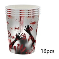 Holloyiver Halloween Bloody Party Supplies Tableware Set, Scary Hand Prints Disposable Paper Plates Tablecloth Dinnerware for Spooky Halloween Themed Party Decorations, Serves 16 Guests