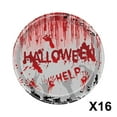thumbnail image 1 of Holloyiver Halloween Bloody Party Supplies Tableware Set, Scary Hand Prints Disposable Paper Plates Tablecloth Dinnerware for Spooky Halloween Themed Party Decorations, Serves 16 Guests, 1 of 4