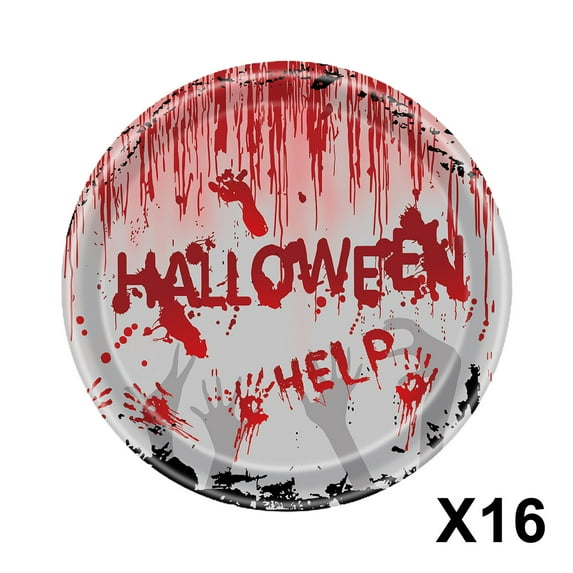 Holloyiver Halloween Bloody Party Supplies Tableware Set, Scary Hand Prints Disposable Paper Plates Tablecloth Dinnerware for Spooky Halloween Themed Party Decorations, Serves 16 Guests