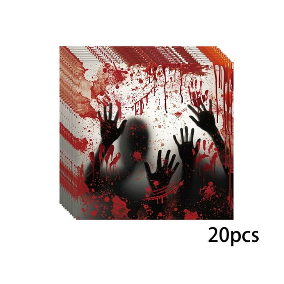 Holloyiver Halloween Bloody Party Supplies Tableware Set, Scary Hand Prints Disposable Paper Plates Tablecloth Dinnerware for Spooky Halloween Themed Party Decorations, Serves 16 Guests