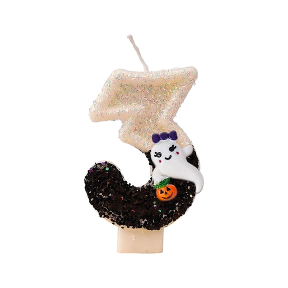 Holloyiver Halloween Decorations Number Candle, Birthday Candle, Ghost Digital Candle Cake Decoration, Party Decoration Wedding Anniversary Celebration Supplies (Number 3)
