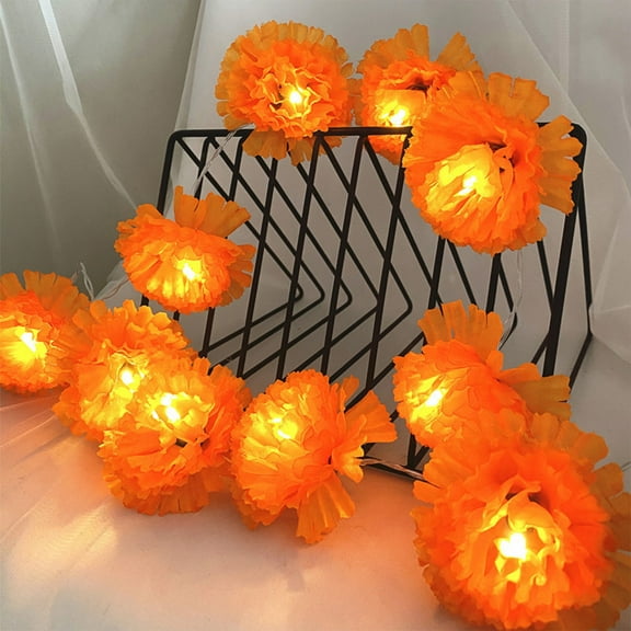 Holloyiver Halloween Flower String Lights, 20 LED 9.84ft 3D Waterproof Orange Jack-O-Lantern Battery Operated Decorative Twinkle Lights for Indoor Outdoor Camper Decor Party Decorations