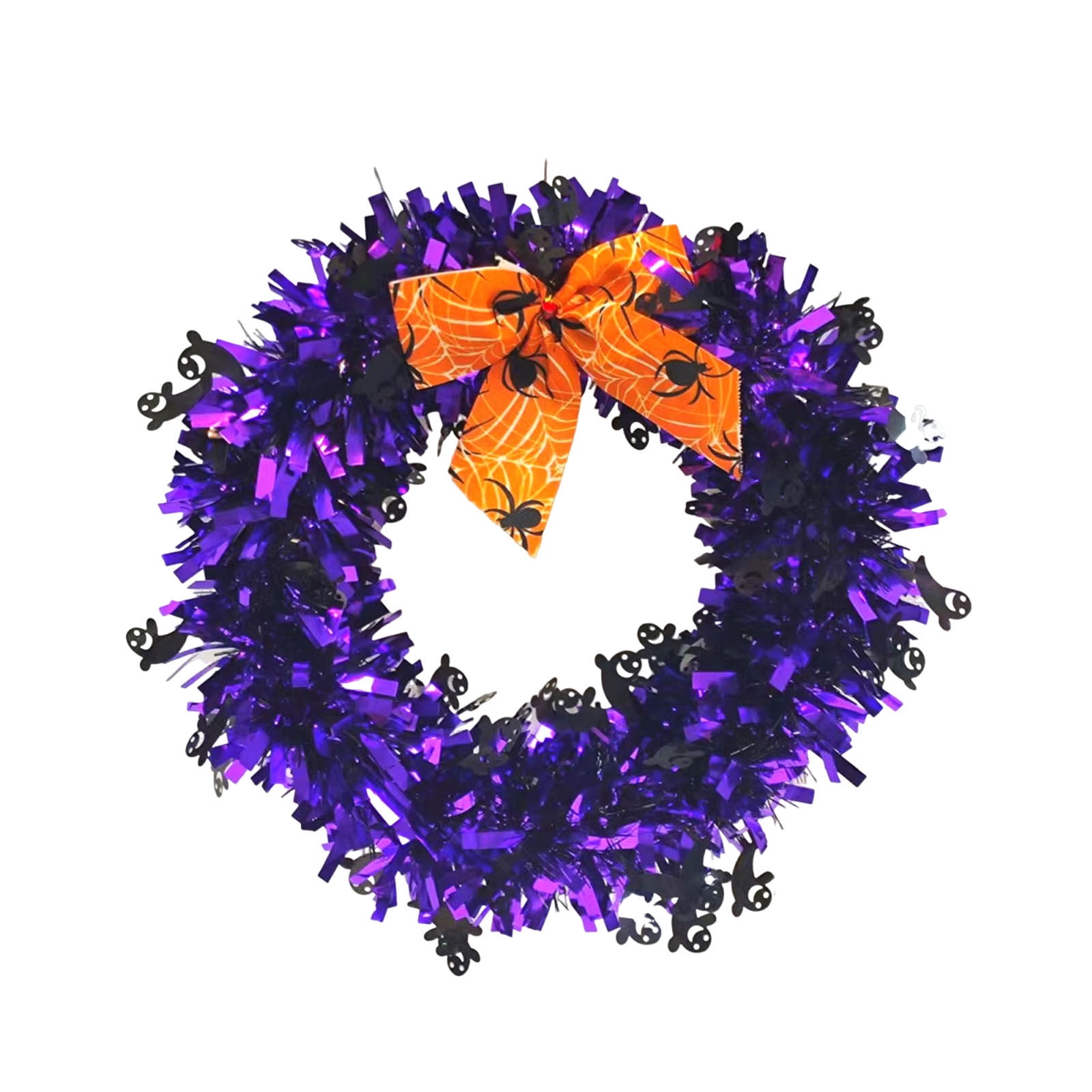 Holloyiver Halloween Flower Wreath with Bow, Door Hanging Ghost