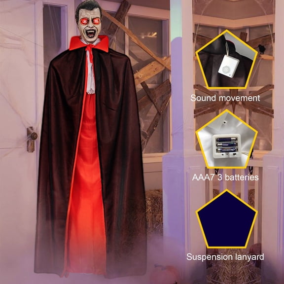 Holloyiver Animated Hanging Ghosts Vampire Zombie Sound Activated Red Light Up Eyes for Outdoor Indoor Decor