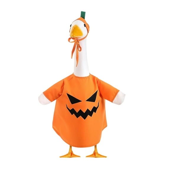 Holloyiver Halloween Goose Outfit,Lawn Goose Pumpkin Outfit with Cute Pumpkin Hat & Cotton for 23" Goose, Cement Statue Yard Front Porch Lawn Outdoor Patio Art Decoration