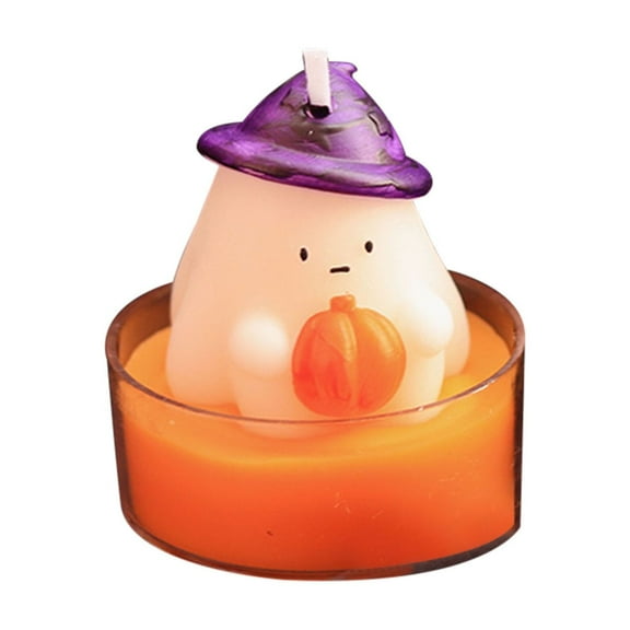 Holloyiver Halloween MIni Ghost Candles, White Cute Ghost Scented Candles, Halloween Candles Decorative Ghost Goth Gifts for Halloween Birthday Decor Room Home Table Decorations