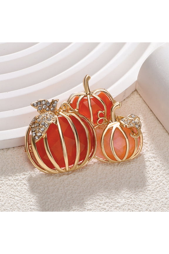 Halloween Pumpkin Brooch, New Alloy Orange Enamel Pumpkin Women's Weddings Banquet Brooch Pins, Thanksgiving Day Gift Practical and Attractive, Orange