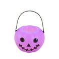 thumbnail image 1 of Holloyiver Halloween Pumpkin Trick or Treat Pail Bucket, 3 Inch Mini Candy Gift Basket for Kids, Pumpkin Plastic Buckets with Handle for Halloween Party Decorations Party Favor (Purple), 1 of 7