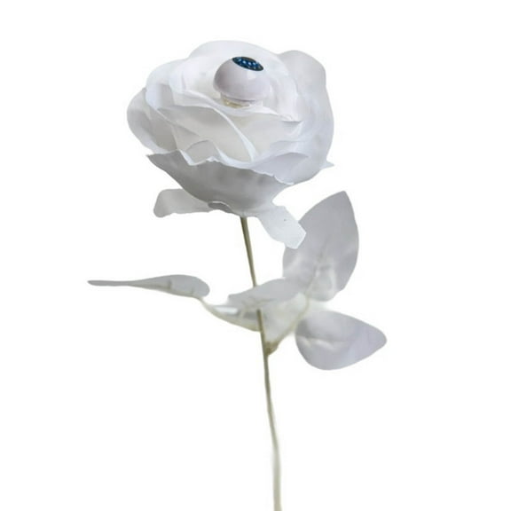 Holloyiver Halloween White Roses with Eyeballs, White Flowers with Stem, Artificial Rose Bouquet Fake Rose Flowers for Halloween Party Arrangements Home Wedding Decor