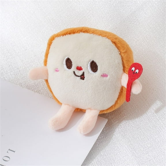 Holloyiver Hamburger Keychains, Cartoons Plush Hamburger Key Ring Cheeseburger Key Chain Simulation Food Pendant Keyring (Bread)