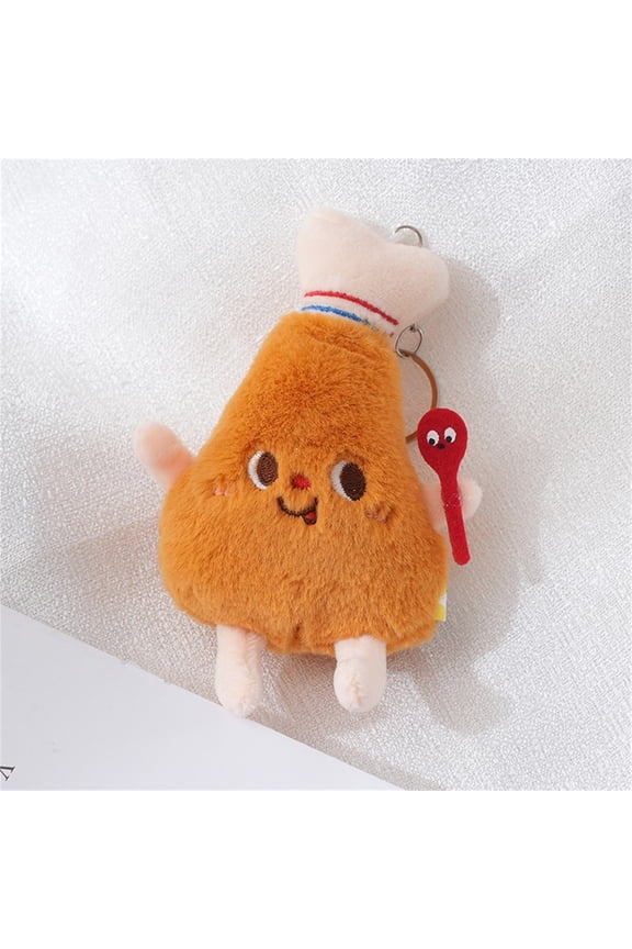Hamburger Keychains, Cartoons Plush Hamburger Key Ring Cheeseburger Key Chain Simulation Food Pendant Keyring (Chicken Leg)