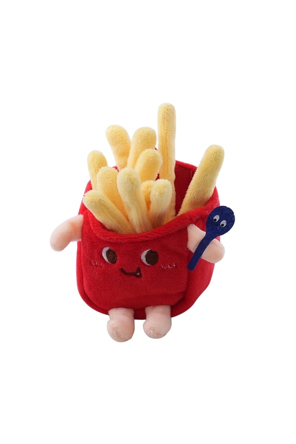 Hamburger Keychains, Cartoons Plush Hamburger Key Ring Cheeseburger Key Chain Simulation Food Pendant Keyring (French Fries)