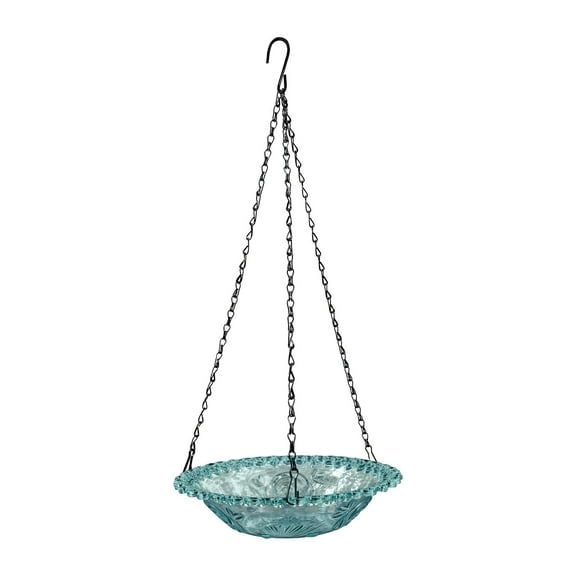 Holloyiver Hanging Bird Feeder and Bath for Outside, Clear Plastic Wild Bird Feeder for Outdoors Garden Backyard Balcony Decor, Large Platform Bird Seed Water Feeders Tray, Bird Watching Gift