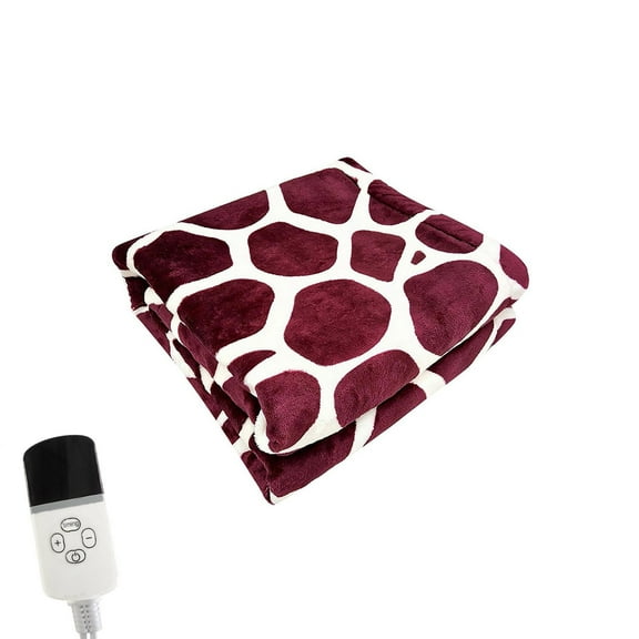 Holloyiver Heated Blanket Electric Throw, 18"x18" Heating Throw with 2 Levels/Auto Off, Giraffe Skin Print Checkered Sherpa Blanket for Adults, Washable Blanket Gift for Couch Bed Office