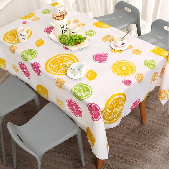 Holloyiver Heavy Duty Vinyl Tablecloth with Lemon Printed, Waterproof Oil-Proof PVC Table Cloth Stain-Resistant Wipeable Rectangle Table Cover for Indoor and Outdoor 35.4 x 53.9 Inch