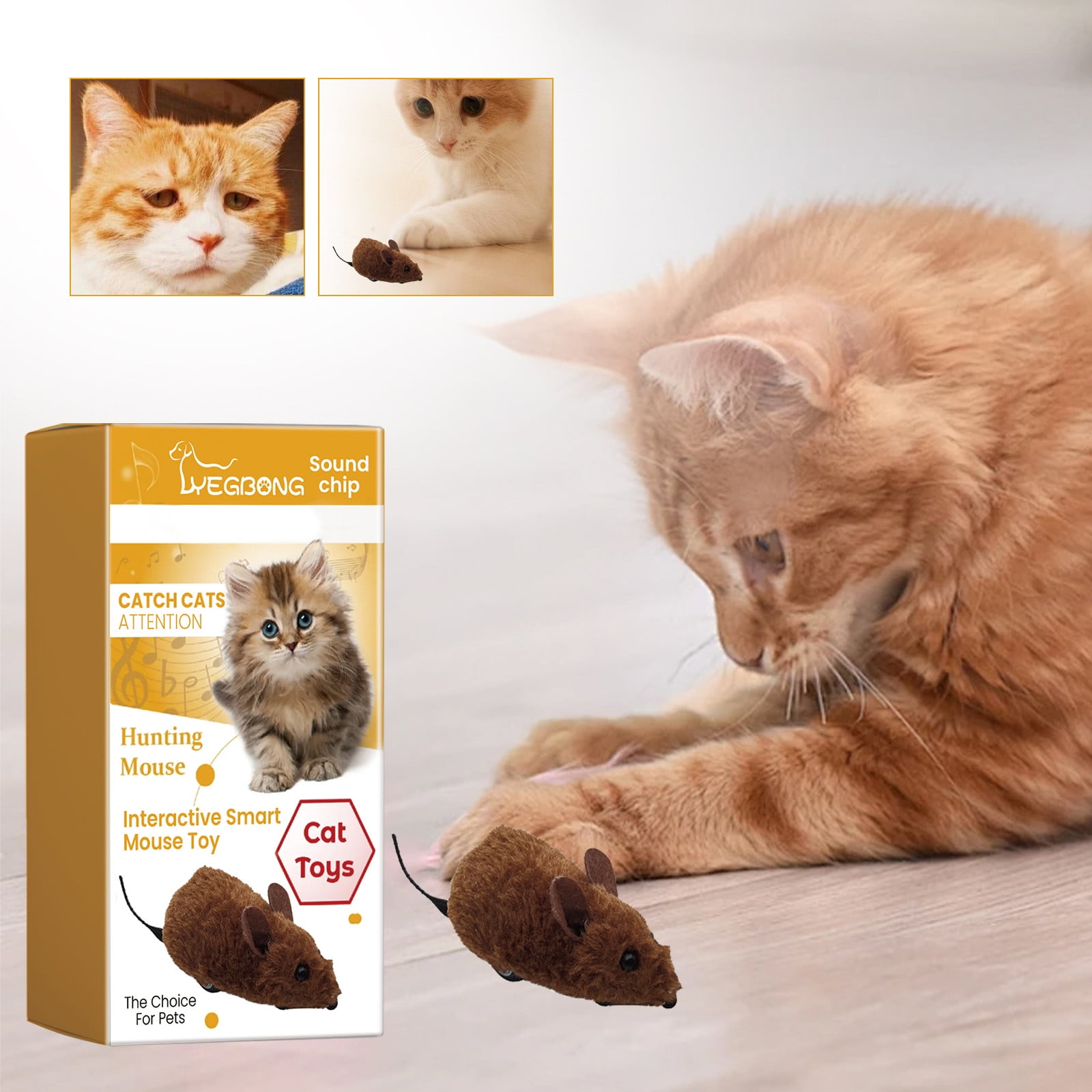 Holloyiver Interactive Cat Toys, Fake Mouse Moving Cat Toy with Automatic Sensor, Cat Mouse Toy with Sound & Tail, Automatic Dog Toy for Cats Dogs Pet, Squeaky Dog Toys
