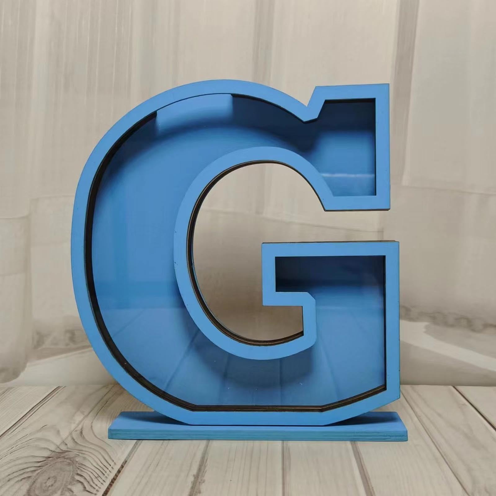 Weallbuy Large Letter Piggy Bank For Kids Boys Girls Wooden Personalized Piggy Banks A-Z With Target Area Clear Alphabet Banknote Coin Banks For Gift Decoration Baptism (F