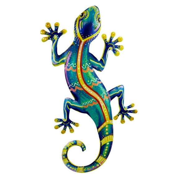 Holloyiver Large Metal Gecko Wall Decor, Outdoor Lizard Wall Art Upgrade Handmade Hanging Sculpture Decoration for Indoor Outdoor Home Garden Yard Fence Patio (1PC Large Gecko)