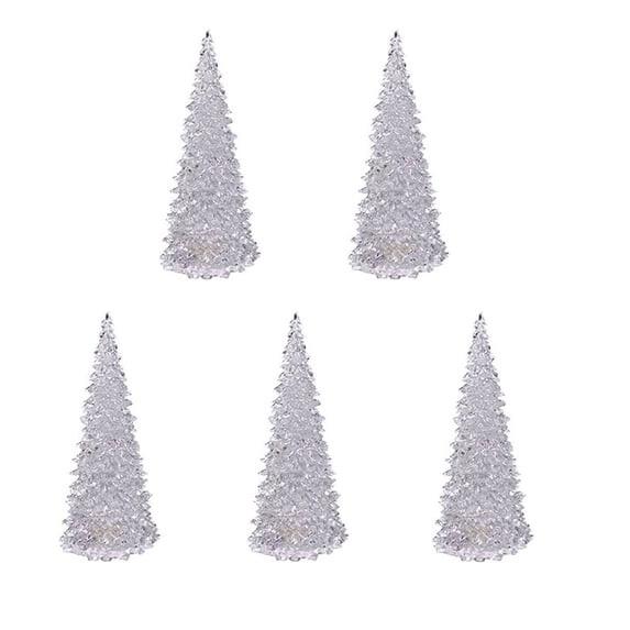 Holloyiver Lighted Christmas Tree Colorful LED Acrylic Night Light Table Top Holiday Decoration Set of 3 Multicolored Light Up Glitter Tabletop Figurine (6.4inchs)