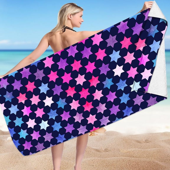 Holloyiver Lightweight Thin Beach Towel, 27.5 x 55.1Inch Microfiber Sand Free Towels for Swimming Pool Camping Beach Accessories, Large Easy Travel Things for Vacation Essentials Gift