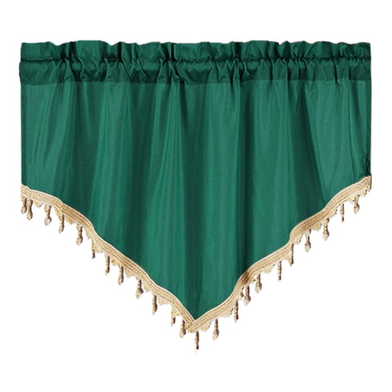 Holloyiver Macrame Sheer Windows Valance 51.1"W x 23.6"L, Scalloped Kitchen Curtain Triangular, Bathroom Swag Sheer with Rod Pocket, Short Valance Drape for Bedroom Living Room (Green)