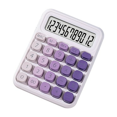 Holloyiver Mechanical Switch Calculator with Big Buttons, Calculators Desktop, 12 Digits Large LCD Display, 15°Tilt Screen Cute Gradient Calculator for Teachers Students Basic Office (Purple)