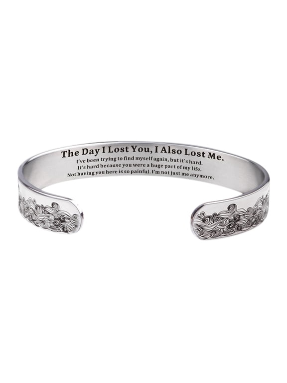 Memorial Bracelet for Loss of Loved One Husband Mother Dad Son Daughter Bereavement Sympathy Gift Stainless Steel Inspirational Mantra Cuff Bangle Bracelet
