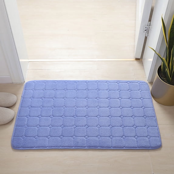 Holloyiver Memory Foam Bath Mat Rug, 31.5" x 19.7", Ultra Soft and Non-Slip Bathroom Rugs, Water Absorbent and Machine Washable Bath Rug for Bathroom, Shower, and Tub, Sea Blue