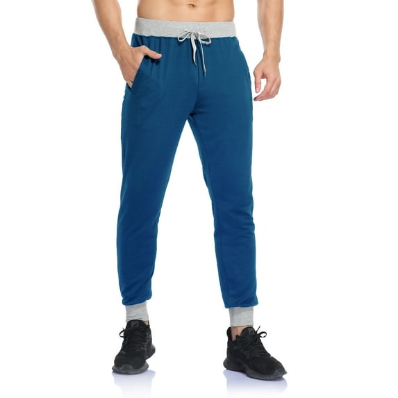 Holloyiver Men's Casual Joggers Pants Sweatpants Cotton Cargo Pants,Sport Training Tapered Sweatpants,Casual Athletics Joggers for Running For Blue,M