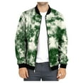 thumbnail image 1 of Holloyiver Men's Casual Temperament Fashion Stand Collar Zipper Jacket Printed Long Sleeve Hoodless Casual Jacket Green, 1 of 6