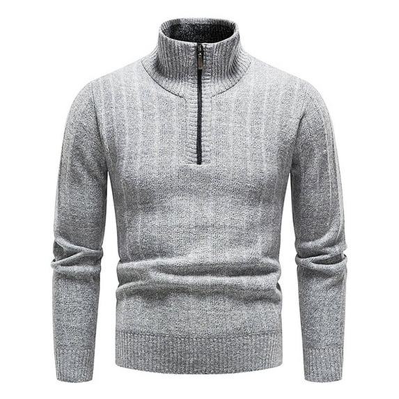 Holloyiver Men's Fashion Autumn Winter Sweater Casual Pullover Hooded Fleece Jacket Gray