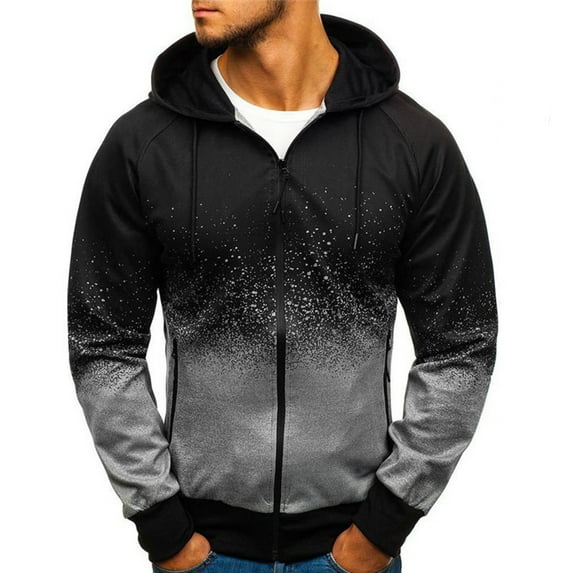 Herrnalise Men's Jacket Casual Patchwork Pullover Slim Fit Hoodie Outwear Blouse Sweatshirt Long Sleeves Cover Up Warm Coat Gray