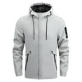 thumbnail image 1 of Holloyiver Men's Jacket Full-Zip Jacket Casual Stand Collar Waterproof Windbreaker Winter Tactical Jackets Warm Coats Field Jacket Outerwear Sweatshirt Gray, 1 of 2