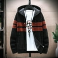 thumbnail image 1 of Holloyiver Men's Sweaters Full Zip Knitted Cardigan Sweaters Casual Patchwork Long Sleeve KnittingHooded Cardigan Zipper Sweater Coats S-2XL Black, 1 of 3