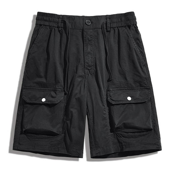 Holloyiver Men's Tactical ShortsCargo pants for men Casual Solid color Shorts Pocket Drawstring Elastic Waist Sport Shorts