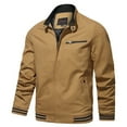 thumbnail image 1 of Holloyiver Men's fall and winter fashion casual solid color jacket zipper pockets stand-up collar jacket Khaki, 1 of 1