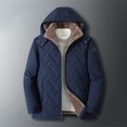 thumbnail image 1 of Holloyiver Men's faux fur CollarHooded Solid Casual ThickenHooded Zipper Winter Keep Warm WindproofHardiness Jacket Coats Blue, 1 of 1