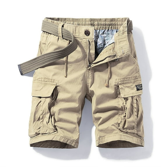 Holloyiver Mens Work Shorts 9" Work Pants for Mens Portable Phone Charge Shorts Multi Pokets Cargo Shorts Comfy Cotton blend Shorts Khaki