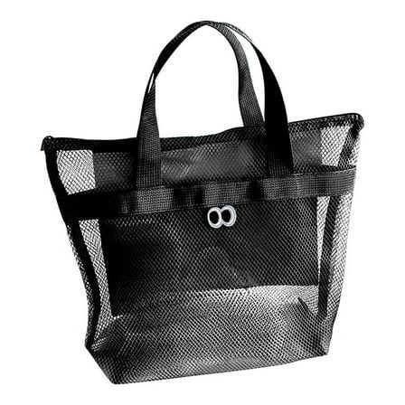 Holloyiver Mesh Shower Bag with Zipper, 12 x 14Inches Small Portable Toiletry Pool Bag, Shower Bags for Men Women, Gym Bag Essentials, Camping Toiletry Bag (Black)