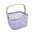 thumbnail image 1 of Holloyiver Metal Mesh Steel Basket, Storage Organizer Basket, Multi-functional Hanging Kitchen Fruit Basket Bin with Bamboo Handle for Kitchen Cabinet Bathroom Picnic Shopping, Purple, 1 of 8