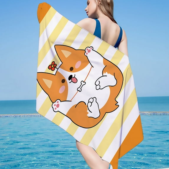 Holloyiver Microfiber Oversized Lightweight Beach Towel for Adults Kid, Reversible 30 x 60 Inch Extra Large Thin Quick Dry Sand Free Pool Towels for Travel Sport Camping Picnic Yoga Gym