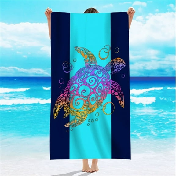 Holloyiver Microfiber Sand Free Beach Towel, Oversized Thin Large Fast Dry Super Absorbent Lightweight Bath Towels for Travel Pool Swimming Camping Adults Kid, Sea Turtle