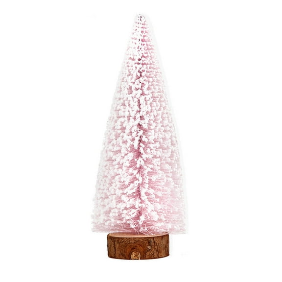 Holloyiver Mini Pink Christmas Trees 6'' Christmas Bottle Brush Trees with Wood Base Artificial Mini Tabletop Xmas Decor for Holiday Winter Snow Miniature Scenes Home Decorations