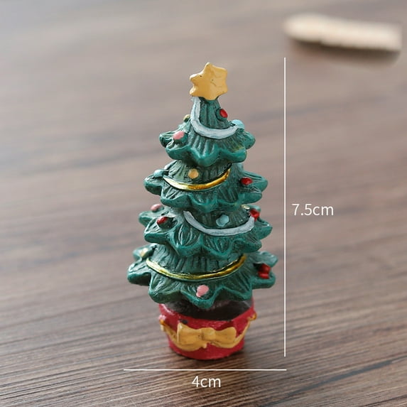 Holloyiver Mini Resin Christmas Ornaments - Mini Christmas Theme Resin Miniature Pendant Decoration DIY Holiday Gift
