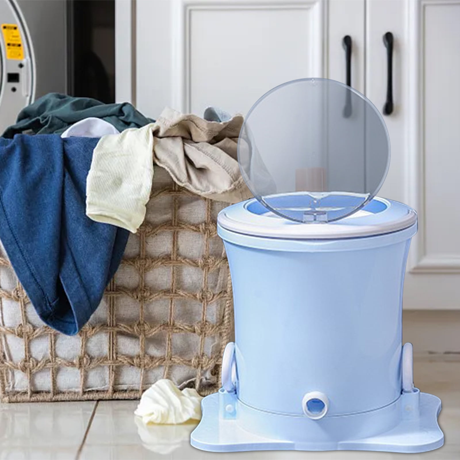 Holloyiver Mini Washing Machine Portable Manual Dryer Dehydrator Hand Powered Laundry Spinner Compact Clothes Underwear Sock Dehydrator Compact