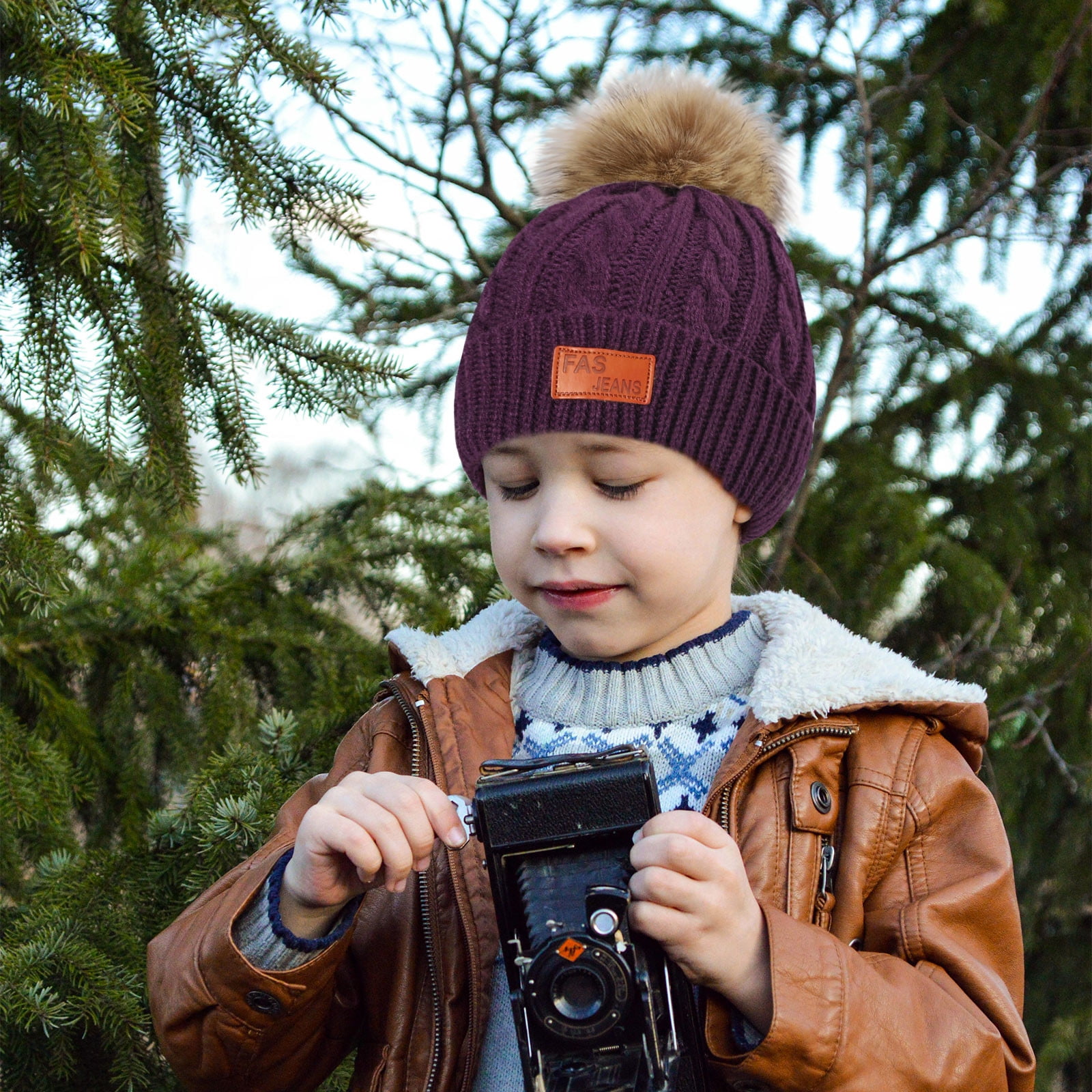Lolmot Girls Boys Kids Winter Hat Warm Fleece Beanie with