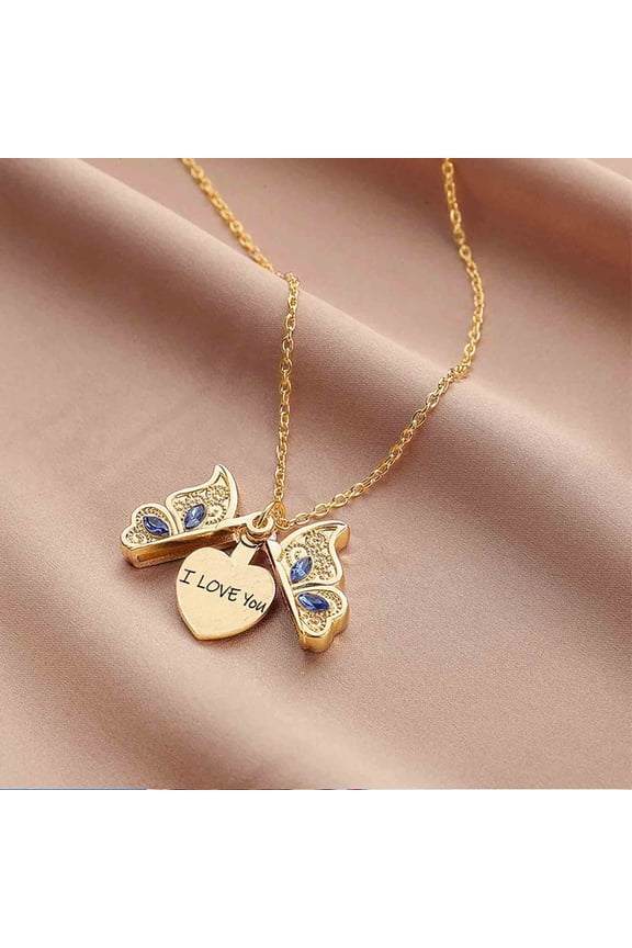 Necklaces for Women, I love You Butterfly Pendant Necklace, Mothers Day Gifts, Anniversary Birthday Jewelry for Women Mom Grandma Wife Girlfriend