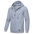 thumbnail image 1 of Holloyiver New Fashion Casual Coat Plaid Hoodie Long Sleeve Warm Color Hooded Sport Zipper Cardigan Jacket Long Sleeve Hooded Casual Outwear & Jackets Gray, 1 of 3