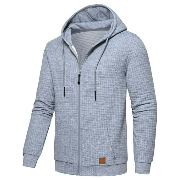 Holloyiver New Fashion Casual Coat Plaid Hoodie Long Sleeve Warm Color Hooded Sport Zipper Cardigan Jacket Long Sleeve Hooded Casual Outwear & Jackets Gray