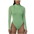 thumbnail image 1 of Holloyiver One Piece Body Shaper for Women Firm Tummy Compression Bodysuit Shaper with Butt Lifter Long Sleeved Solid Light Velvet Trendy Square Neck Tight Fitting Cutout Jumpsuit Green, 1 of 5